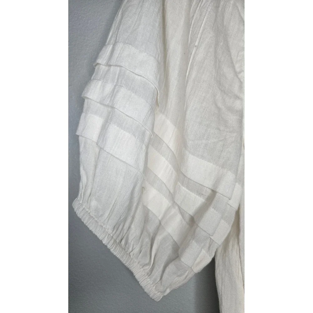 Madewell Embroidered Puff Sleeve Blouse Small White Cotton Boho Peasant Top